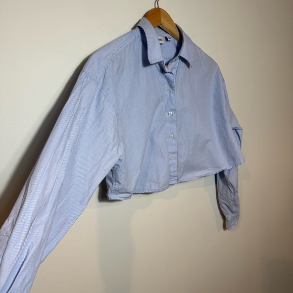 Sunday Best Blue Cropped Long Sleeve Shirt - Picture 4 of 9